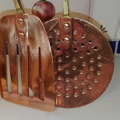 #202 Vintage Solid Copper & Brass Utensils Set
