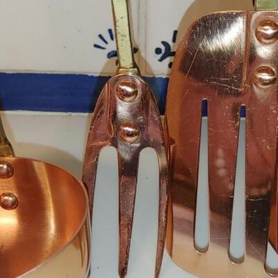 #202 Vintage Solid Copper & Brass Utensils Set