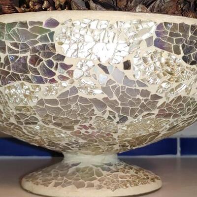 #203 Beautiful Sparkling Mosaic Pedestal Bowl 