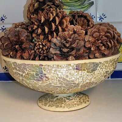 #203 Beautiful Sparkling Mosaic Pedestal Bowl 
