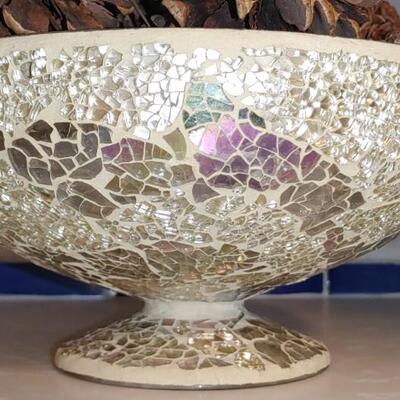 #203 Beautiful Sparkling Mosaic Pedestal Bowl 