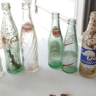 #204 (7) Vintage Soda Bottles 