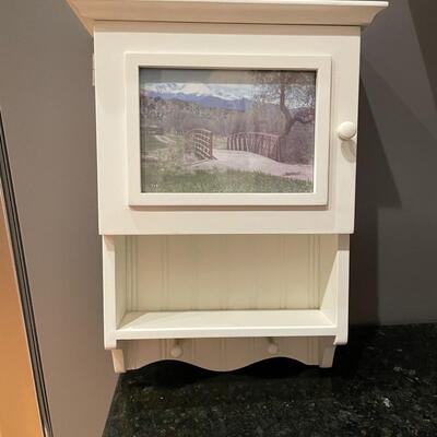 Lot 277  Off White Key Cabinet with Shelf and Hooks