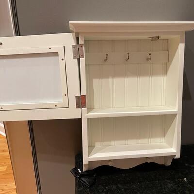 Lot 277  Off White Key Cabinet with Shelf and Hooks