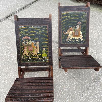 Lot 281 Pair of Painted Wooden Chairs