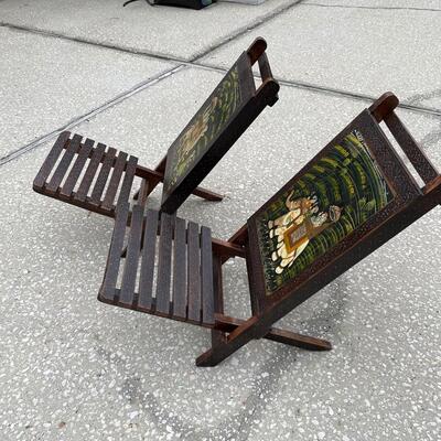 Lot 281 Pair of Painted Wooden Chairs