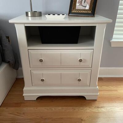 Lot 286  White Nightstand with Shelf and 2 Drawers