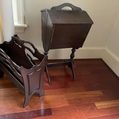 C430 Mahogany Magazine Rack with Sewing Stand 