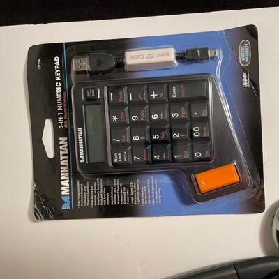 Lot 329 Lumbar Pillow, Microsoft Ergonomic Keyboard, Mouse, New Manhattan Keypad