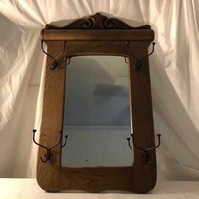 Lot 30 - Antique Wooden Mirror/Hat Stand