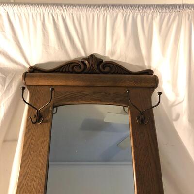 Lot 30 - Antique Wooden Mirror/Hat Stand
