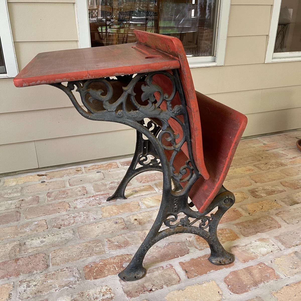 Antique SEARS & ROEBUCK Cast Iron and Wood School Desk