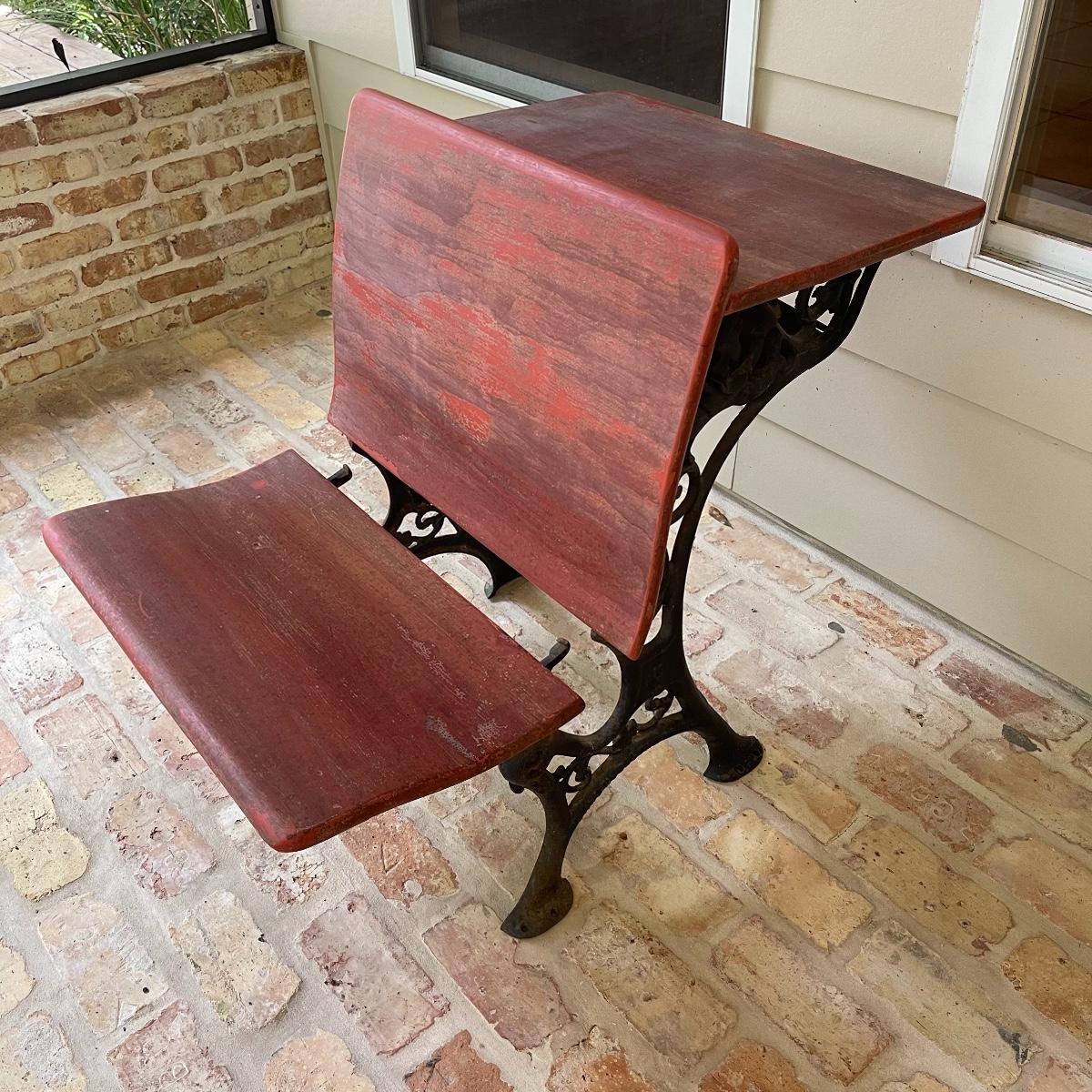 Antique SEARS & ROEBUCK Cast Iron and Wood School Desk