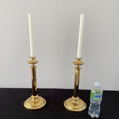LOT#36LR: Pair of Vintage Brass Candlesticks