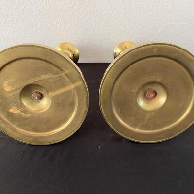 LOT#36LR: Pair of Vintage Brass Candlesticks