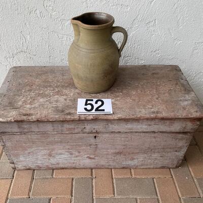 LOT#52E: Antique Blanket Chest With Stoneware Pitcher