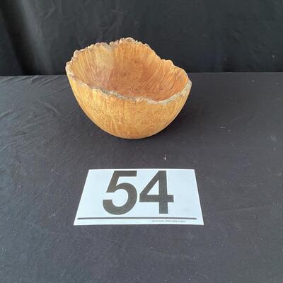 LOT#54DR: Signed Maple Burl Wood Bowl