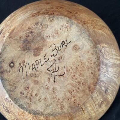 LOT#54DR: Signed Maple Burl Wood Bowl