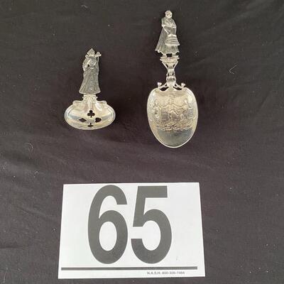 LOT#65U: Assorted Figural Sterling Spoon Lot (92g)