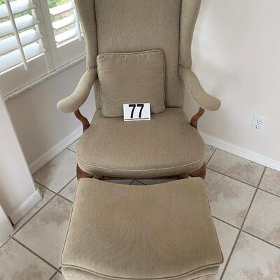 LOT#77D: Oak Arm Chair With Ottoman