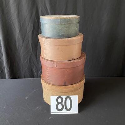 LOT#80D: Set of 4 Bent Wood Cheese Boxes