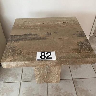 LOT#82D: Marble Over Wood End Table 