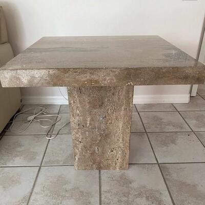 LOT#82D: Marble Over Wood End Table 