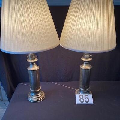 LOT#85D: Pair of Brass Lamps