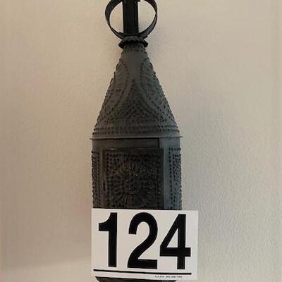 LOT#124D: Pierced Metal Hanging Candle Holder