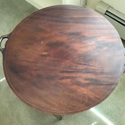 129  Vintage Two Tier Tray Top Mahogany Table 