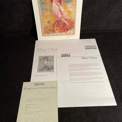 Lot 334 Lithograph by Hua Chen  "Gathering Blossoms"