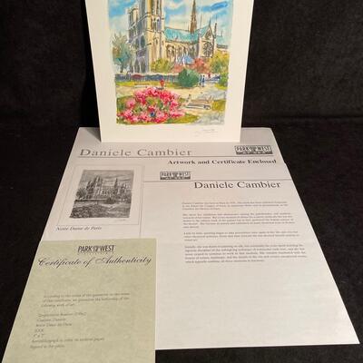 Lot 335 Lithograph by Daniele Cambier  "Notre Dame de Paris"