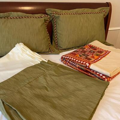 Lot 343 Custom Queen Bedding. Bedspread 94" x 106". Pair of Standard Shams. Bedskirt