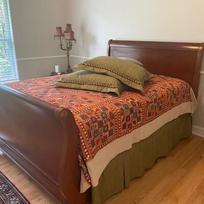 Lot 343 Custom Queen Bedding. Bedspread 94" x 106". Pair of Standard Shams. Bedskirt