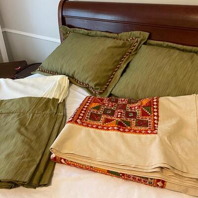 Lot 343 Custom Queen Bedding. Bedspread 94" x 106". Pair of Standard Shams. Bedskirt