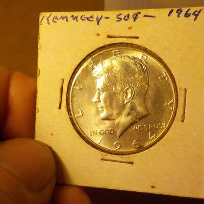 1964 Kennedy 50 cent coin.