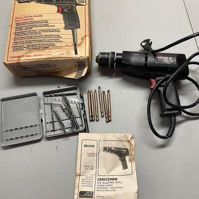 Lot 354  Craftsman 3/8" Drill with Assorted Bits