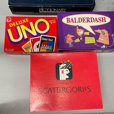 Lot 360 Games Galore: Deluxe UNO, Balderdash, Scattergories, and Pictionary
