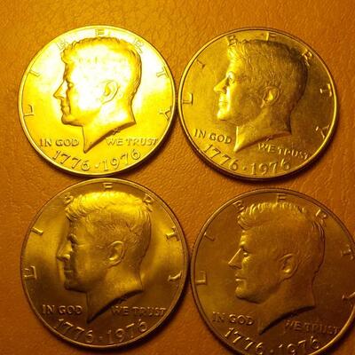 4 Kennedy half dollars 1776-1976.
