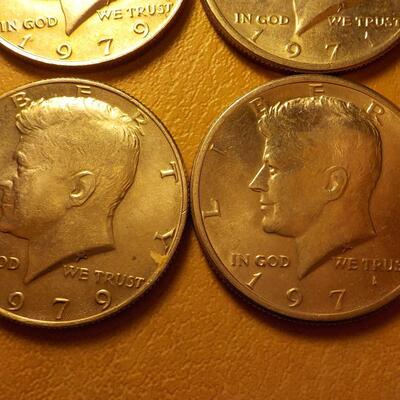 6 Kennedy half dollars 67, 79, 71.