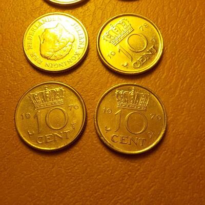 6- English 10 cent pieces.