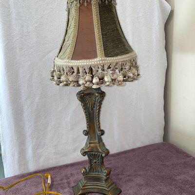 Lot 387  Lamp with Tassel Trim Shade.