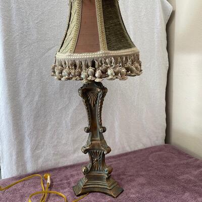 Lot 387  Lamp with Tassel Trim Shade.