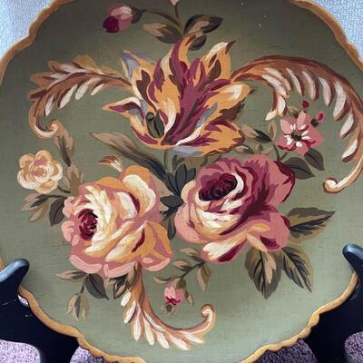 Lot 394 Floral Painted Vase and Plates with Stands