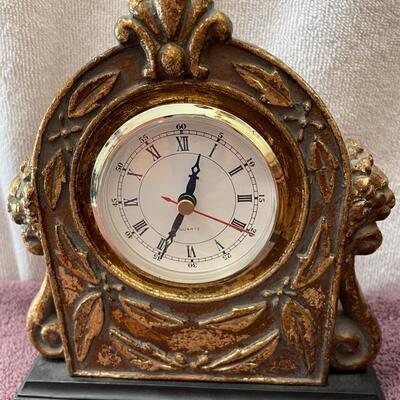 Lot 400   3 Piece Decor:  Ornate Clock, Decorative Box, Ceramic Cross