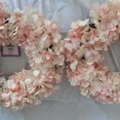 Lot 435  Pair of Pink Floral Door Wreaths