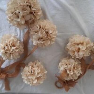 Lot 436  Pair of Ivory on Burlap Door Hangers 