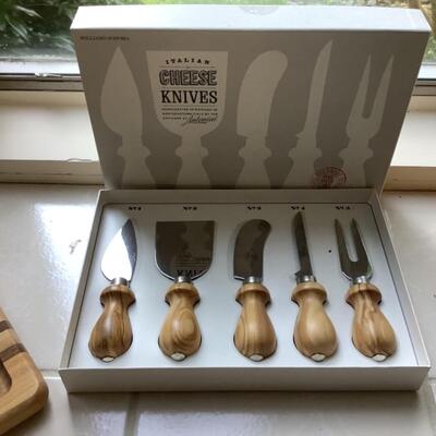 177. Wooden & Cork Board Assorted Cheese Knife Lot 