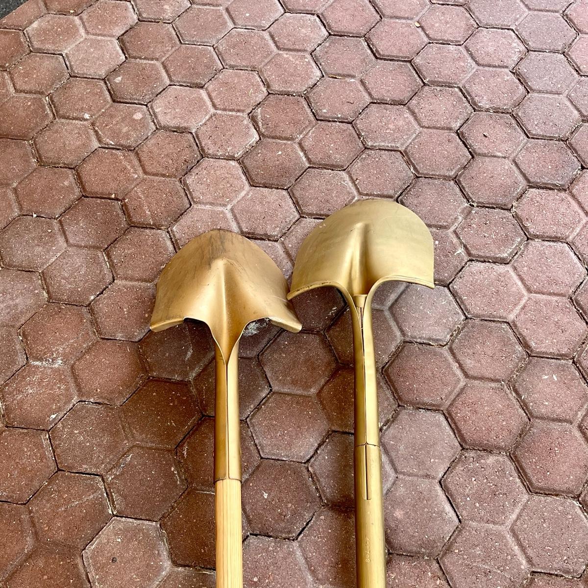 Fun Vintage Pair of "Breaking Ground" Gold Shovels
