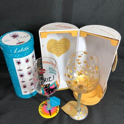 Set of 2 Lolita Collectible Wine Glasses with Boxes